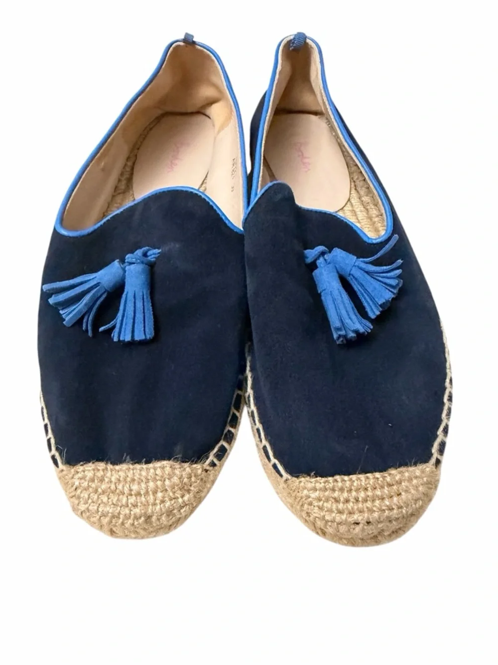 Boden Navy Suede Tassel Coastal Espadrille Flats Loafers Slip On 39 Beach Vacay